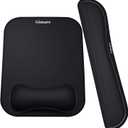 Gimars Elongate Smooth Lycra Fabric Ergonomic Mouse Pad Wrist Support, Gel Memory Foam Cushion Set Keyboard Wrist Rest Support, Pain Relieve for Computer, Laptop, Office, School, Home, Gaming, Black