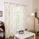 BGment Boho Linen Curtains for Bedroom 72 Inch Length 2 Panels Printed Leaf, Light Filtering Window Privacy Curtains for Living Room Farmhouse Rusitc Casual Patterns, Each 52 Inch Wide, Yellow