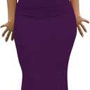 Womens Summer Cap Sleeve Square Neck Elegant Casual Lounge Bodycon Slim Maxi Evening Party Long Dress (Small, Dark Purple)