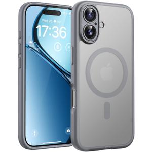 TOCOL for Phone 17 Case, Compatible with Magsafe Charger, Full Camera Protection, Drop Protection, Translucent Matte Phone Case for Phone 17 6.3 inch (Gray)