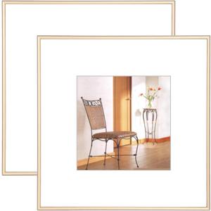 10x10 Picture Frame Set of 2, Brass Matte Thin Modern Metal, Square Frame for Desktop and Wall Mounting, Aluminum Floating Photo Frame, Fit 6x6 with Mat or 10 x 10 without Mat (Bronze)