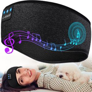 LC-dolida Sleep Headphones Headband Bluetooth 5.4, Headband Earphones Wireless with USB C Charge Port, Sleep Mask for Sleeping, Sports, Gifts, Workout, Jogging, Yoga, Insomnia, Air Travel, Meditation (Black)