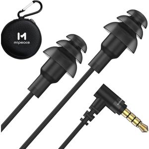 MIPEACE Work Earbuds Headphones, Ear Plug Headphones for Work-Noise isolating Earbuds Earphones for Industrial Safety Construction (Black)