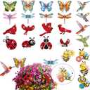 Reallnaive 24 Pcs Butterfly Diamond Art Swaying in The Wind 5D DIY Adult Diamond Art Kits High Flexibility Plant Stakes Decorative Garden Stakes Craft for Indoor Outdoor Yard Decor(Rich Styles)