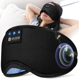 LOVE EYE Sleep Headphones Bluetooth 5.4 Sleeping Eye Mask Wireless Music Earphones with HD Speakers for Side Sleepers Total Blackout Cotton Mask for Travel, Home, Office, Unique Gifts