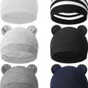 6 Pcs Baby Newborn Bear Ears Hats, Newborn Toddler Soft Beanie Hat for Unisex Infant Boys Girls 0-24 Months Soft Breathable Cute Bear Caps for Dolls Pets, 6 Styles