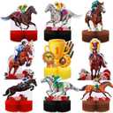 9 Pcs Kentucky Horsing Racing Derby Decorations Horse Racing Honeycomb Centerpieces 3D Horse Birthday Party Supplies Baby Shower Derby Plates Table Decoration