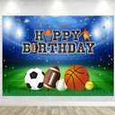 Sports Birthday Backdrop Banner Ball Sports Boys Kids Happy Birthday Photography Background 7x5ft Stadium Field Basketball Football Baseball Soccer Party Decorations Kids Portraits Photo Studio Props