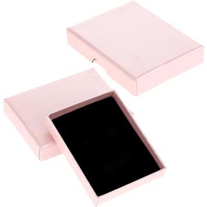 2 Pack Small Jewelry Gift Box, Cardboard Jewellery Box with Lids Pendent Storage Case Necklace Bracelet Earring Cardboard Organizer Square Jewelry Gift Boxes for Necklaces Bracelets Earrings (Pink)