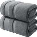 REDKISS 100% Cotton Bath Towels Set of 2, Extra Large Bath Sheets 35 X 70 Inches, 800G, Quick Dry, Ultra Soft & Super Absorbent Bathroom Towel Sets for Bathroom, Gym, Spa, Pool & Hotel, Grey