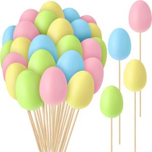 Sanwuta 40 Pcs Easter Egg Picks Foam Easter Floral Picks Tree Topper Decorative Pastel Egg Fake Stems Sticks for Basket DIY Crafts Arrangement Vase Centerpiece(Classic Color)