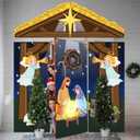 4 Pcs 98 Inch Nativity Christmas Door Decoration Holy Night Religious Door Cover Christian Porch Banner Decor for Classroom Winter Holiday Photography Home Party Decor