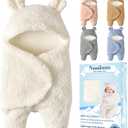 Nunibum Baby Swaddle Blanket Boys Girls Cute Bear Plush Essential Receiving Blanket Ultra-Soft Newborn Registry Sleeping Wraps for Infant 0-6 Months - White