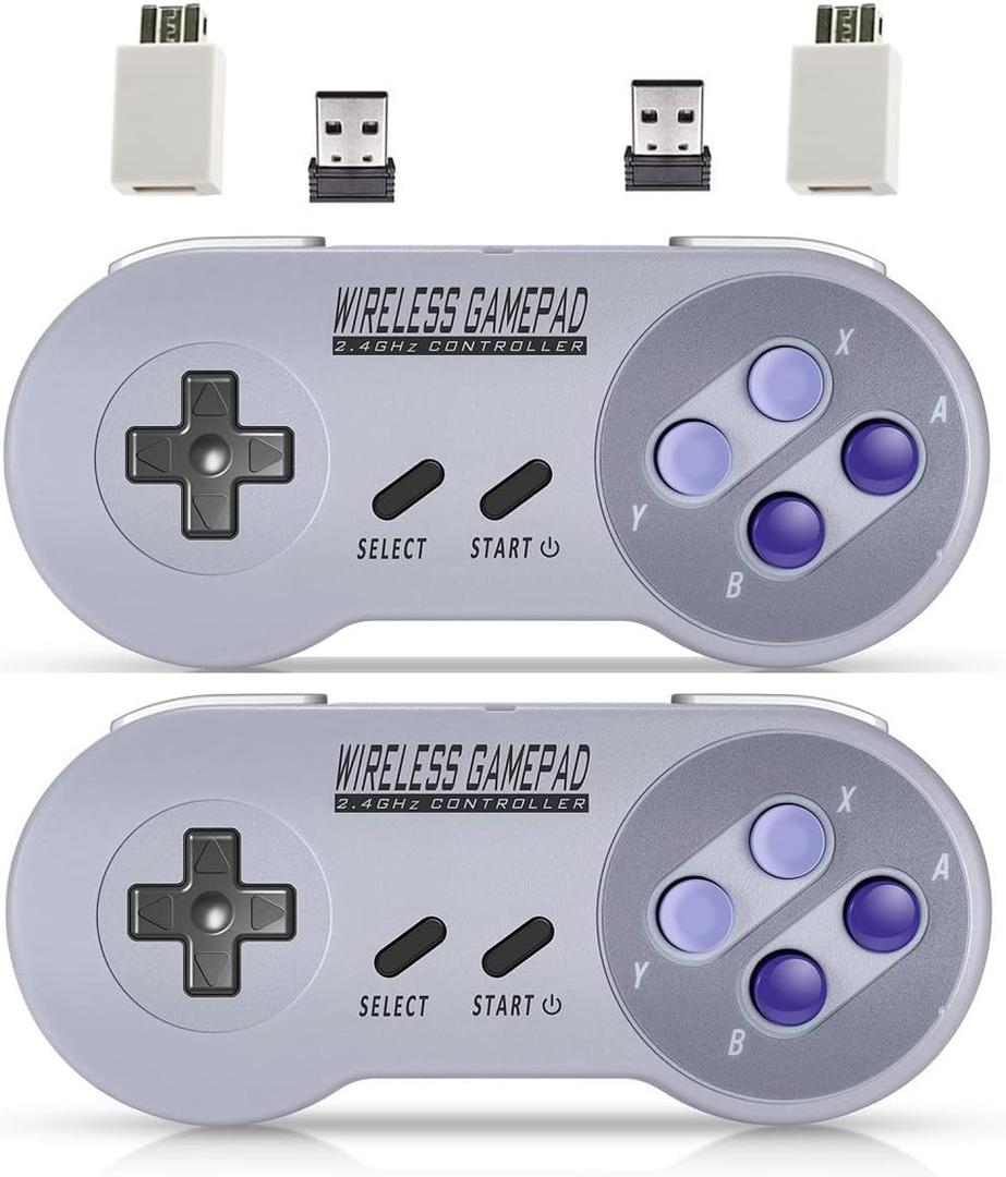 Wireless Controller for Mini SNES (Classic Edition, Only Works with Original Mini SNES Gamepad with USB Wireless Receiver Compatible with Switch, Windows,iOS,Liunx,Android Device (1 Packs)