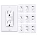 BESTTEN GFCI Outlet 15 Amp with Super Slim Design, GFI Electrical Outlet with LED Indicator, Non-Tamper-Resistant GFCI Receptacle, Wallplate Included, ETL Certified, 10 Pack, White
