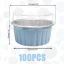 100Pcs Aluminum Cups with Lids,5oz Disposable Ramekin Baking Cups Muffin Liners Mini Pie Pans Foil Cupcake Containers for Christmas Party Wedding Party,Sky Blue