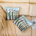 jejeloiu Coastal Sea Bird Decorative Throw Pillowcase for Sofa 20"x20" 1 Pcs Seagull Throw Pillow Cover Ocean Sea Marine Pillow Case Cushion Cover Cushion Case