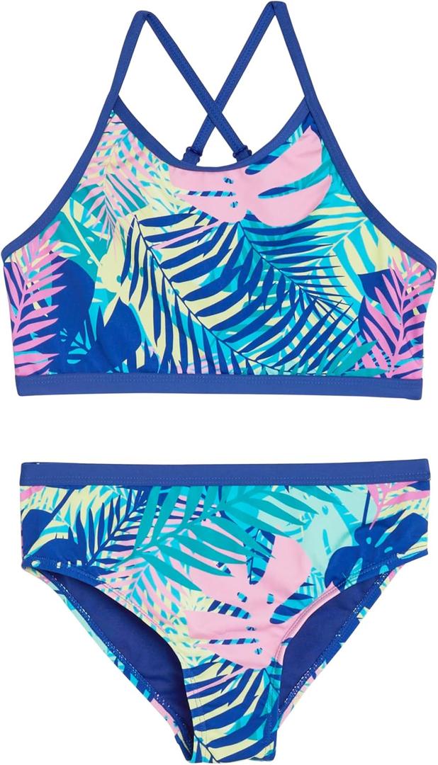 Lands' End Girls' Swim UPF 50+ Adjustable Strap Bikini Set (X-Small, Blue)