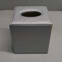 PU Leather Tissue Box Cover Square Rectangle Tissue Box Holder with Magnetic Closure, Decorative Tissue Holder for Bathroom Bedroom (Silver, Square)