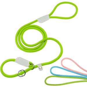 Nordkawa Durable Slip Lead - 5 FT Slip Leads for Dogs, Slip Lead Dog Leash Adjustable Dog Training Leash, Strong Nylon Rope Slip Leash for Large Medium Small Dogs (Green)