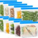 IDEATECH Sandwich Bags, Quart Freezer Bags Dishwasher Safe, Leakproof & BPA Free Reusable Bags for Food Storage, Home Organization, Traval & Make-up, Plastic Free Storage Bags Stand Up(10Pack)