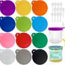 Oui Yogurt Jar Lids Silicone - 12 pack Oui Lids for Yoplait Yogurt Container for la fermiere yogurt jar lids silicone, Sealed against leaks Silicone lids for oui yogurt jars in 12 colors