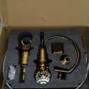 Bathroom Sink Faucet 3 Hole Widespread Waterfall Bathroom Faucets with Crystals Handles Basin Mixer Tap 8-Inch High Arc Vanity Faucet with Supply Hose, Brushed Gold