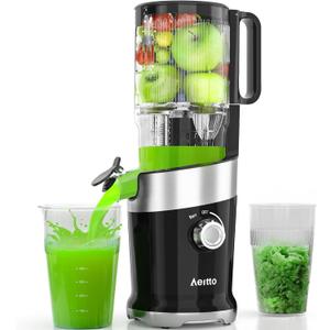 Juicer Machines, Aeitto Cold Press Juicer with Large Feed Chute, For Whole Vegetables and Fruits