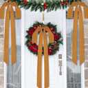 Aneco 6 Pieces Large Khaki Velvet Christmas Bows 35 x 16 Inch Christmas Swag Bow Pre Tied Fence Staircase Wreath Bows Holiday Tree Topper for Xmas Home Door Outdoor Decorations