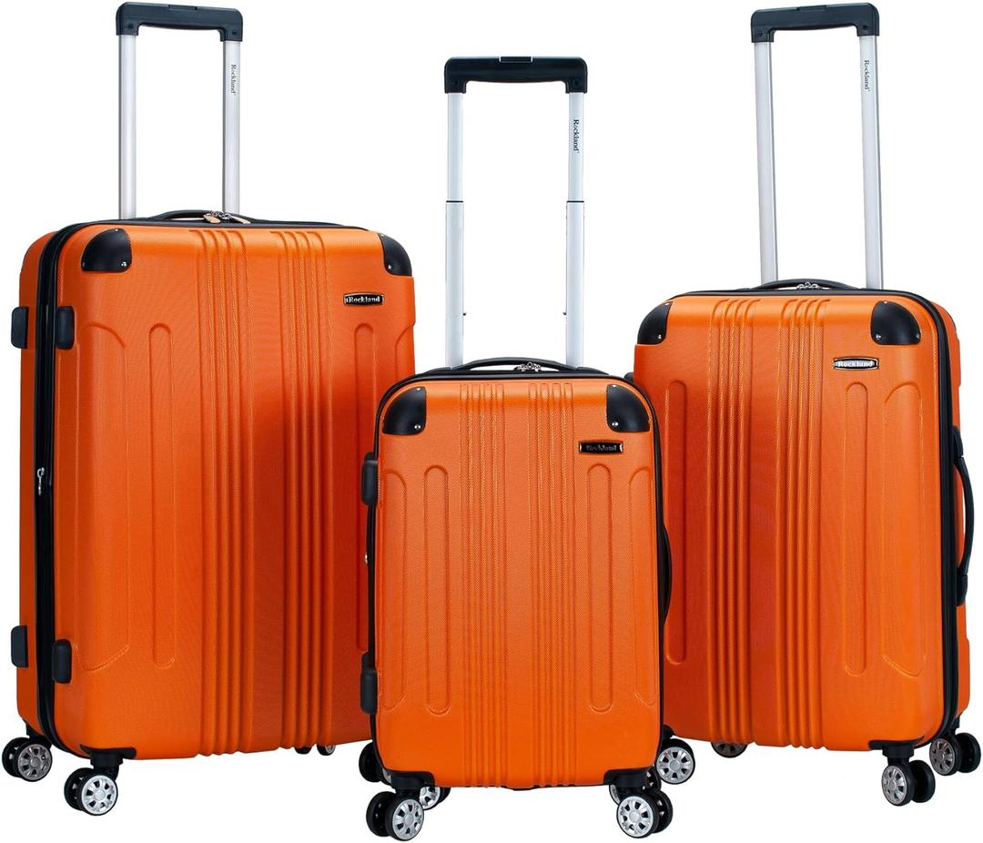 Rockland London Hardside 3 Piece Expandable Spinner Wheel Luggage Set, (20"/24"/28"), Orange