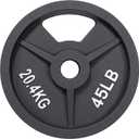 Signature Fitness Cast Iron Plate Weight Plate for Strength Training and Weightlifting, 2-Inch Center (Olympic), 45LB (Single)