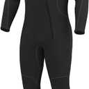 Hevto Men Wetsuits 3/2mm Neoprene Wet Suit Back Front Zip in Cold Water for Surfing Swimming Diving (Medium)
