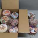 Yaomiao 12 Pack Christmas Cookie Tins with Lids for Gift Giving Small Xmas Tin Containers Round Metal Christmas Tins Empty Cookie Jar for Gift Giving Holiday Party Favors (Lovely Style)