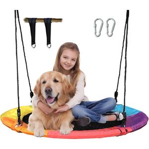 Tree Swing 40 Inch Saucer Swing 700LBS Heavy Duty for Kids Outdoor Rainbow