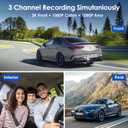 3 Channel Dash Cam with WiFi Function, 4K Front and 1080P Cabin and Rear Dash Camera with Starvis Night Vision, Loop Recording with SD Card Included, 24 Hours Parking Mode and APP Control