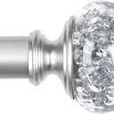 Curtain Rod 32 to 58 Inches (2.6-4.8ft), USFOOK 7/8 inch Telescoping Splicing Curtain rods for Windows 20 to 54 inches, Silver Decorative Drapery Rods for Home with Translucent Finials