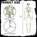 NEROSUN Halloween Skeleton Decorations, 2 Pack 26 Inch Full Body Skeleton with Movable Posable Joints, Human Bones Decorations for Graveyard Indoor Outdoor Decor