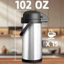 Esemoil Coffee Carafe for Keeping Hot, 102oz/3L Large Capacity Airpot Coffee Dispenser with Pump, Insulated Stainless Steel Thermal for Hot/Cold Water Liquid Tea Chocolate for Hot Cocoa for Parties