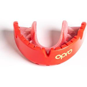 Gold Level Mouthguard with Braces Bumper, Sports Mouth Guard in Adult & Youth Sizes, Revolutionary Fitting Tech for All Contact Sports - Opro by Marcy (Red, Adult)