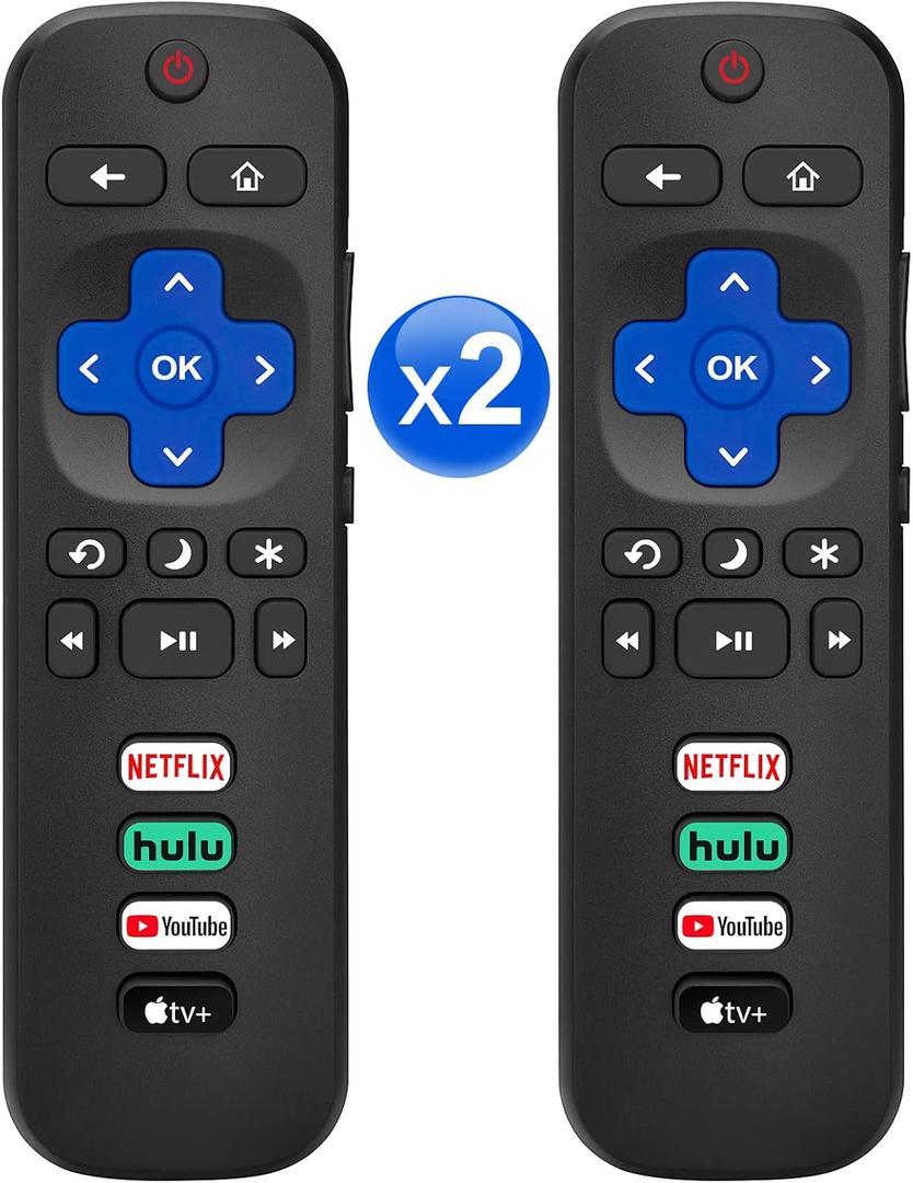 Pack of 2 for Roku-TV-Remote-Replacement,Universal Control for TCL,ONN, Hisense Roku TVs