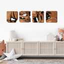 WELLAND 4 Pieces of Handmade Wall Sculptures, Rustic Abstract Wall Dcor for Living Room, Bedroom, Bathroom, Dining Room, Home Office,