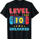 10 Year Old Bday Decorations Son Boy 10yr 10th Birthday T-Shirt (L, Black)