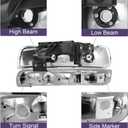 Headlight Assembly Fit For 1999 2000 2001 2002 Chevy Silverado 99 00 01 02 Silverado Headlights 1500 2500 1500HD 2500HD 3500HD/00-06 Chevy Tahoe Suburban 1500 2500