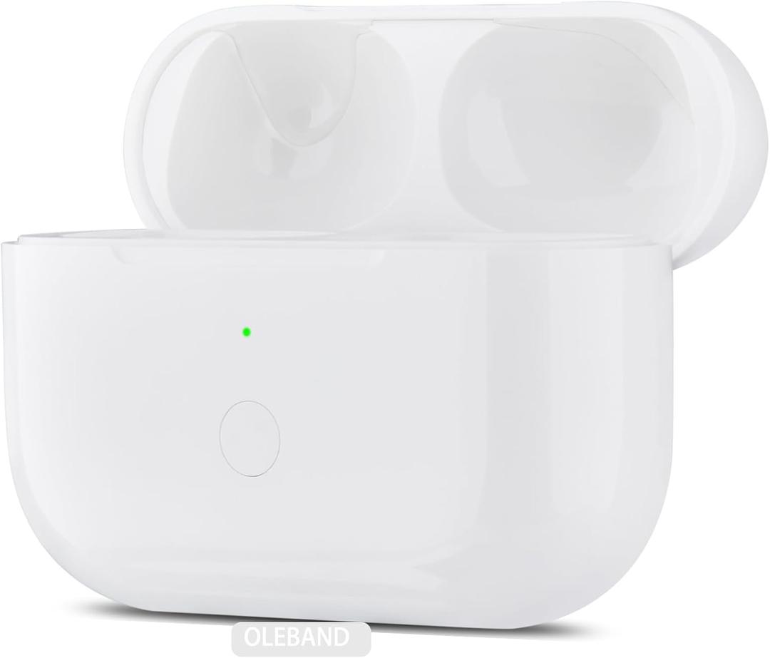 OLEBAND Replacement for Airpods Pro 2&1 Charging Case:Easy to Pair Your Air pods Pro Earbuds with Pairing Button,Support Both Wired and Wireless Charging,for iPods Pro 1st/2nd Gen(White)