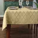 SASTYBALE Christmas Gold Tablecloth 60"x102" Rectangle - Jacquard Damask Polyester Water Resistant Wrinkle Free for Large Family Gatherings & Xmas Dinner Partie (Fits 10-12 Seats)
