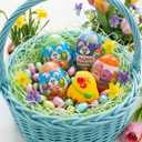 4 Pack Easter Egg with Tongue Out Squeeze Toys Inside,Prefilled Eggs with Toys for Kids Easter Basket Stuffers,Eggs Hunt,Party Favors