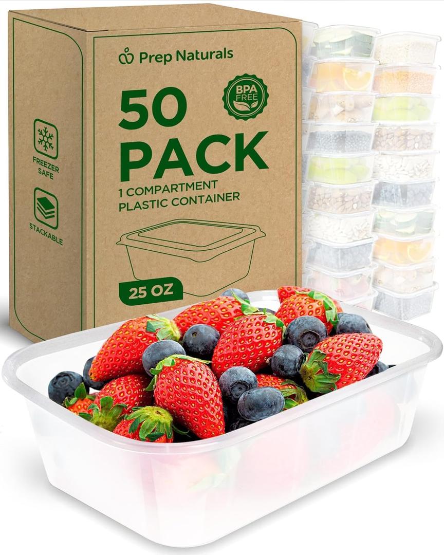 Prep Naturals 50 Pack Meal Prep Containers Reusable