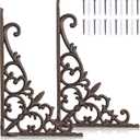 2 Pack Cast Iron Decorative Shelf Brackets 9 x 6 Inch Large Antique Style Wall Mount Shelf, 90 Right Victorian Bookshelf Brackets for DIY Floating Shelves Wall Decorative