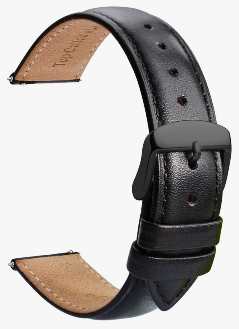 TStrap Leather Watch Band Men - Quick Release Watch Strap for Women Replacement - Soft Smart Watch Bracelet with Clasp Buckle for ladies - 20-21 mm