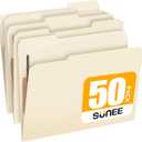 SUNEE File Folders with Fasteners, Manila Folders Letter Size, 2 Reinforced Fasteners, 1/3-Cut Tab, Manila, 50 Pack, Keep Organized for Your Office Documents School Files